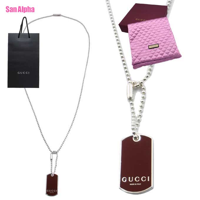 【1000円OFFクーポン券】グッチ 首飾り 付属品 GUCCI AG925 しろがね色 GUCCIロゴタイプ 引き船 ボールチェーンネックレス 815540 J8410 8166 (赤いこと系×しろがね色) 逃げ口 メンズ 貨物輸送無料