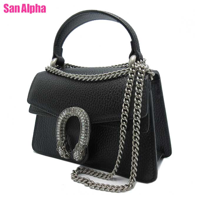 【1000円OFFクーポン4/10 01:59迄】グッチ バッグ ハンドバッグ GUCCI DIONYSUS CRYSTAL MINI BAG レザー クリスタル チェーンショルダー 2WAY 斜め掛け 752029 CAOGN 1155 (ブラック) ブティックライン レディース 送料無料