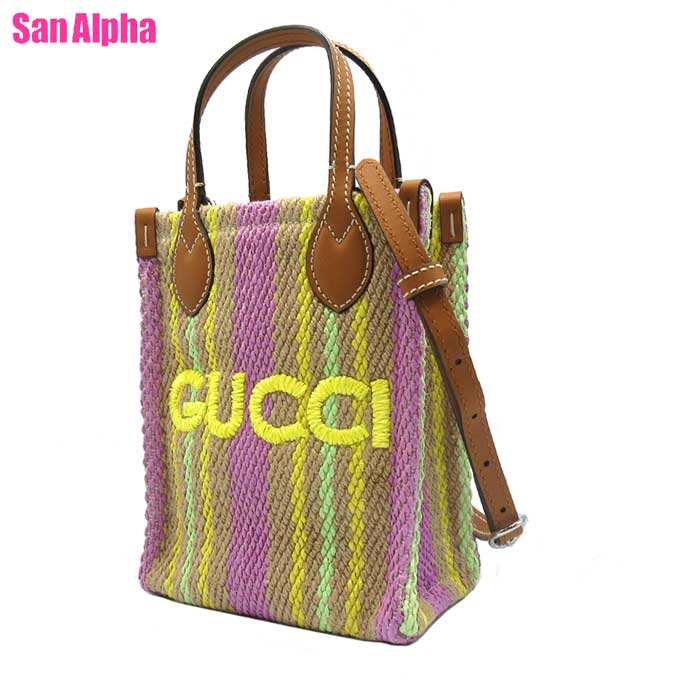 グッチ バッグ トートバッグ GUCCI スーパーミニ ストロー エフェクト トート 2WAY 斜め掛け 780083 FAC5A 8655 (ラベンダー系マルチ) ブティックライン レディース 送料無料