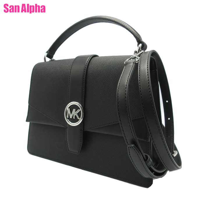 【1000円OFFクーポン4/10 01:59迄】マイケルコース バッグ ハンドバッグ MICHAEL KORS GREENWICH レザー ミディアム サッチェル 2WAY 斜め掛け 35S5SGRS2L BLACK (ブラック) アウトレット レディース 送料無料