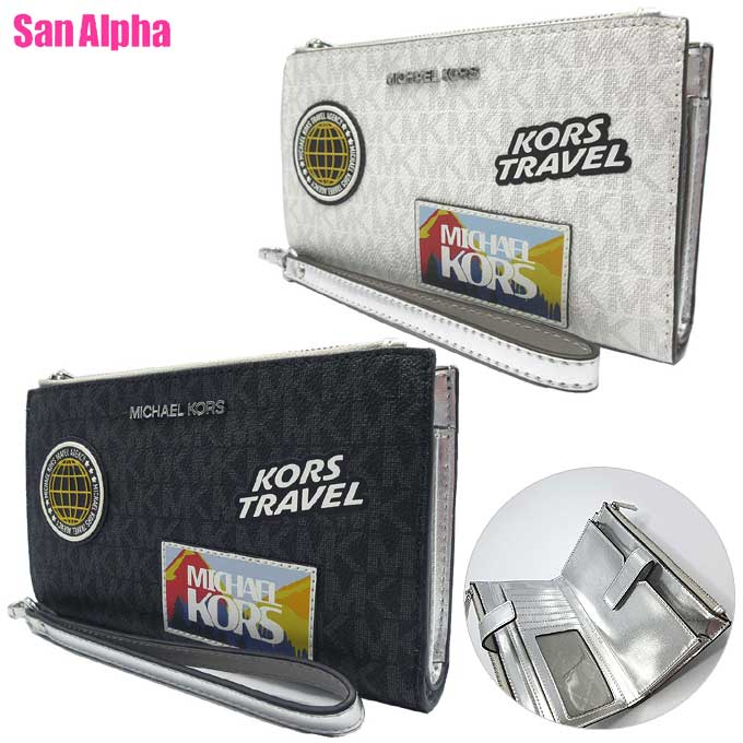 【1000円OFFクーポン】マイケルコース 財布 長財布 MICHAEL KORS JET SET TRAVEL MKシグネチャー スマートフォンウォレット 35R5STVW3B アウトレット レディース 送料無料｜SanAlpha（サンアルファ）