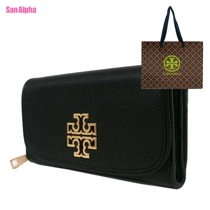 【10%OFFクーポン】トリーバーチ 財布 長財布 TORY BURCH BRITTEN ブリテン レザー エンベロープ コンチネンタル かぶせ蓋 60414 0819 002 BLACK/ROLLED GOLD (ブラック) アウトレット レディース 送料無料|SanAlpha(サンアルファ)
