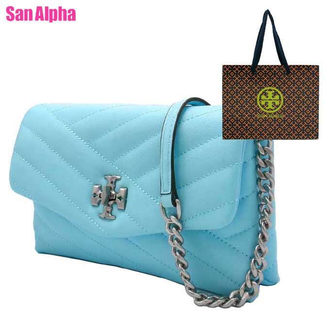 【1000円OFFクーポン券】トリーバーチ 御徒面子 ショルダーバッグ TORY BURCH KIRA キルティング調なめし革 ダブルT金属元素ロゴタイプ 曲がること鍵を掛ける チェーンショルダーウォレット 曲がった掛け 90343 0223 400 LIGHT CELESTE (ともし火青み系) ブチック伝達ルート レディース