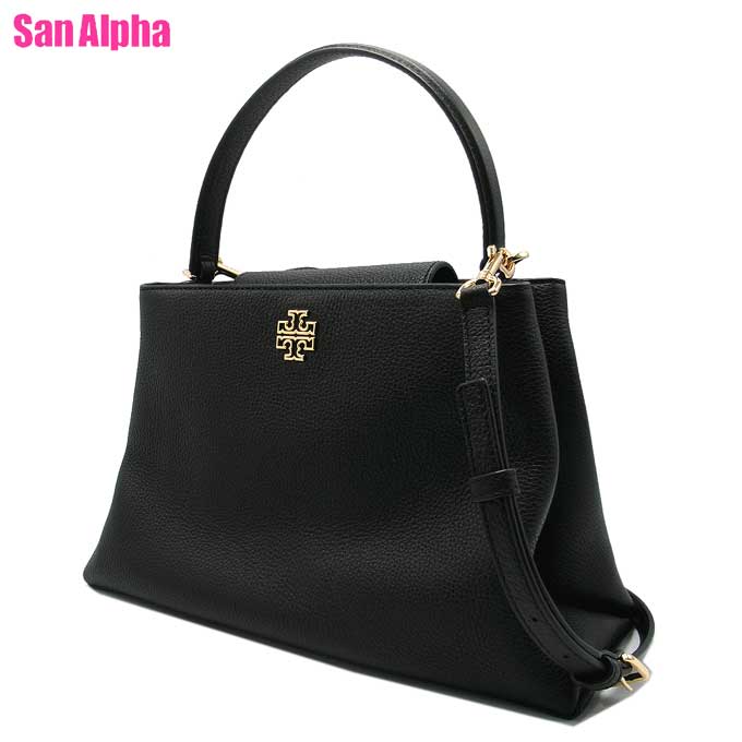 【1000円OFFクーポン4/10 01:59迄】トリーバーチ バッグ ハンドバッグ TORY BURCH BRITTEN レザー ロゴ サッチェル 2WAY 斜め掛け 160639 0125 001 (ブラック) アウトレット レディース 送料無料