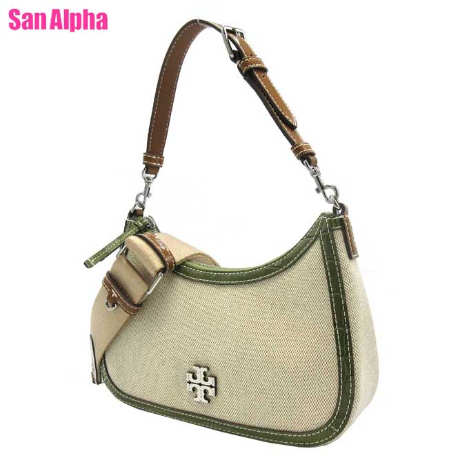 【1000円OFFクーポン4/10 01:59迄】トリーバーチ バッグ ショルダーバッグ TORY BURCH THEA キャンバス クロコ調アラウンドエッジ ダブルTレザーロゴ クロスボディ 2WAY 斜め掛け 165992 0625 925 CANVAS / BROWN (ベージュ系×グリーン系)アウトレット レディース 送料無料