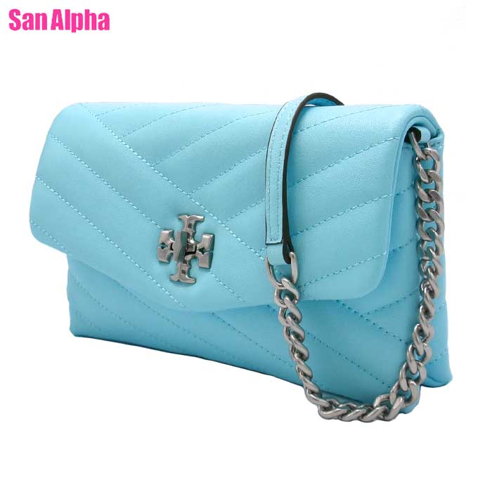 【1000円OFFクーポン4/10 01:59迄】トリーバーチ バッグ ショルダーバッグ TORY BURCH KIRA キルティング調レザー ダブルTメタルロゴ ターンロック チェーンショルダーウォレット 斜め掛け 90343 0223 400 LIGHT CELESTE (ライトブルー系) ブティックライン レディース