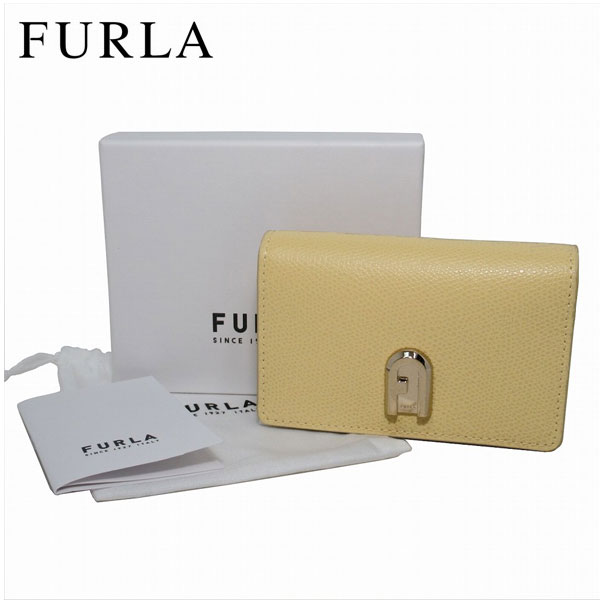 充実の品 FURLA 財布 フルラ グレインレザー 三つ折り財布 コンパクト