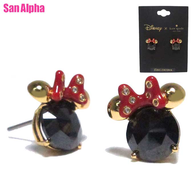 【10%OFFクーポン】ケイトスペード アクセサリー kate spade NEW YORK × Disney ミニー ピアス K9173 960 (ブラック×ゴールド系) アウトレット レディース 【メール便(ネコポス)】