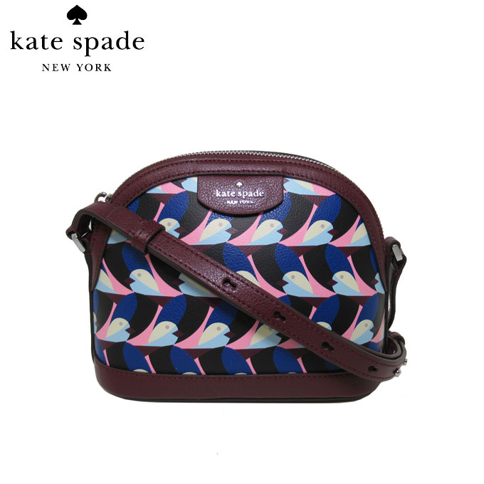 正規品 期間限定ポイント5倍 ケイトスペード アウトレット Kate Spade ショルダーバッグ Wkru6556 974 レザー バード 鳥柄 ドーム クロスボディー ポシェット Dome Crossbody Sylvia Geo Birds Multi 974 ダークワインレッド系 マルチカラー レディース