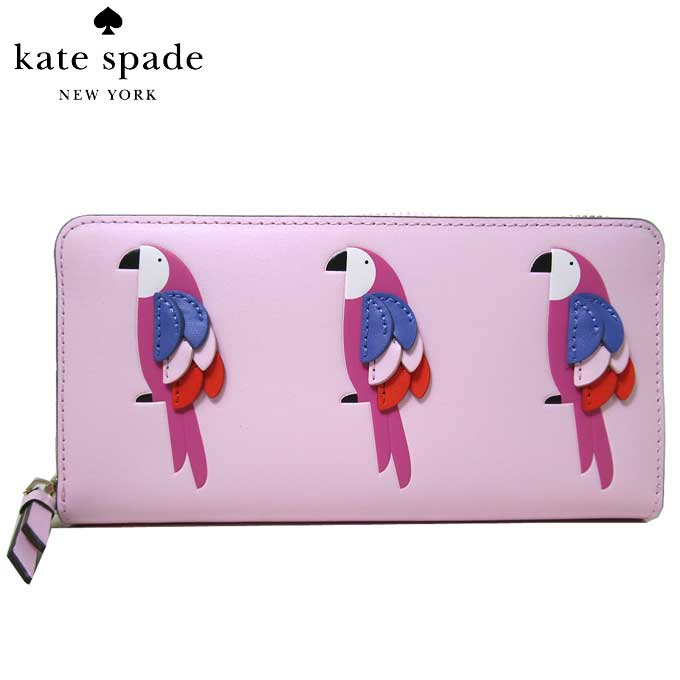 爆安プライス 期間限定ポイント5倍 ケイトスペード アウトレット Kate Spade 財布 Wlru6242 974 レザー オウムモチーフ ラウンドファスナー長財布 Large Continental Wallet Flock Party Multi 974 ピンク系マルチ レディース 母の日 ギフト メール便