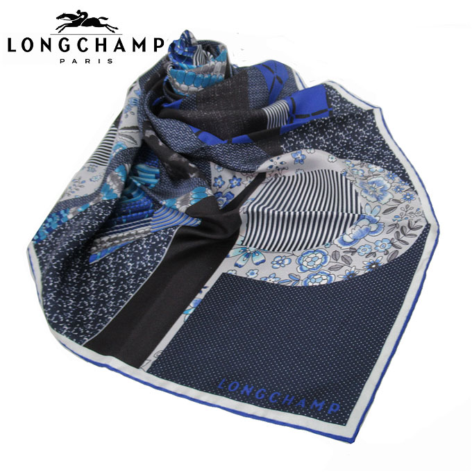 楽天市場 ロンシャン Longchamp アパレル 8631 Soi C90 ロゴ シルク 正方形 スカーフ 正方形 スカーフ Blue ブルー系マルチ レディース メール便対応 ネコポス ギフト Sanalpha サンアルファ