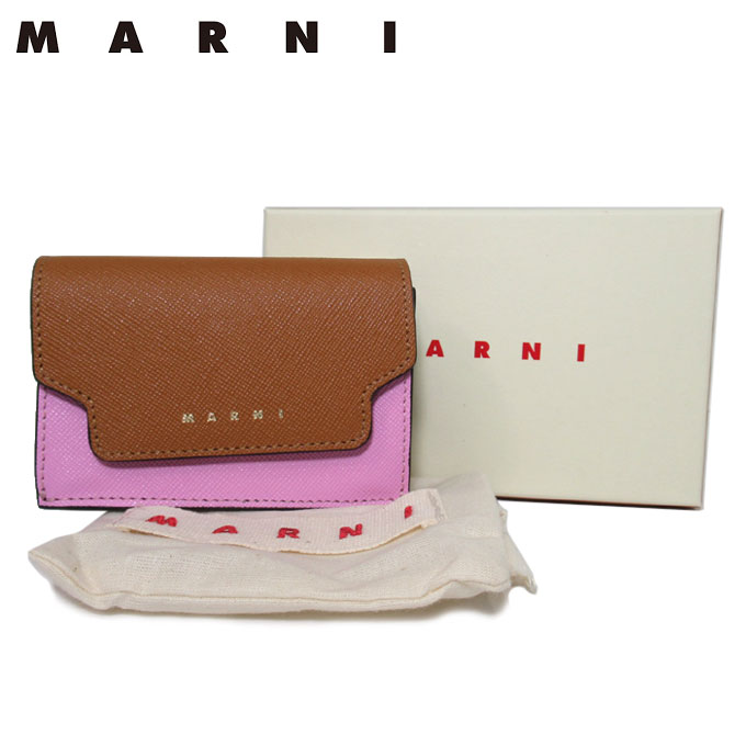 国内外の人気 マルニ 財布 三つ折り財布 MARNI サフィアーノレザー