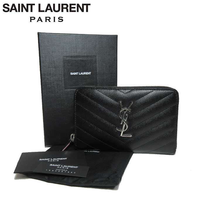 サン アウトレット ローラン アウトレット Saint Laurent レザー Paris 財布 B0w02 1000 レザー シグネチャー Yslロゴ ラウンド ファスナー 財布 ブラック Rcp 楽天カード分割 レディース Sanalpha サンアルファ 14時まで即日発送 日曜定休日