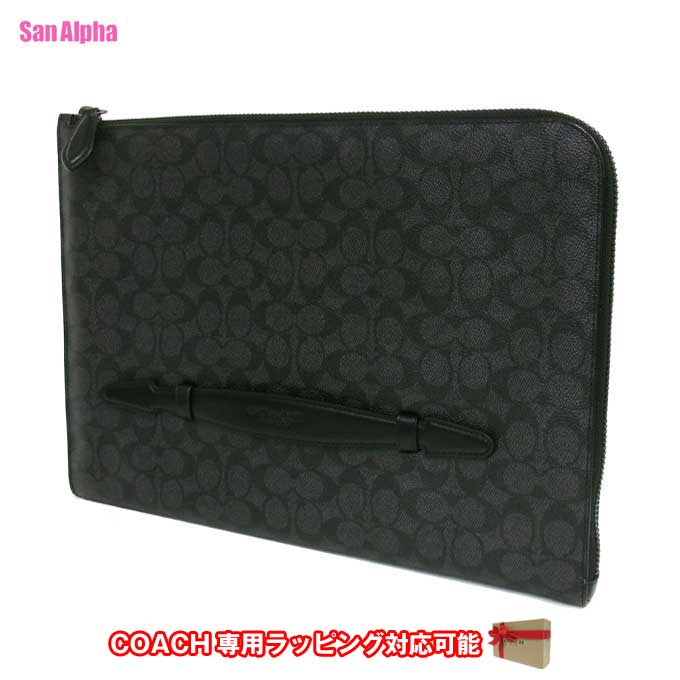 【1000円OFFクーポン】コーチ バッグ ハンドバッグ COACH シグネチャー ラップトップ ケース ハンドル付 L字 CAN37 CHR(チャコール) アウトレット メンズ 送料無料|SanAlpha(サンアルファ)