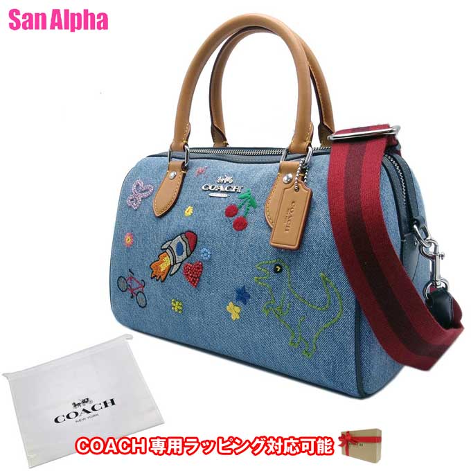 【1000円OFFクーポン4/10 01:59迄】コーチ バッグ ハンドバッグ COACH ROWAN デニム パッチ 刺繍 サッチェル 2WAY CDB77 SVUOI (インディゴ×マルチカラー) アウトレット レディース 送料無料 42,185円