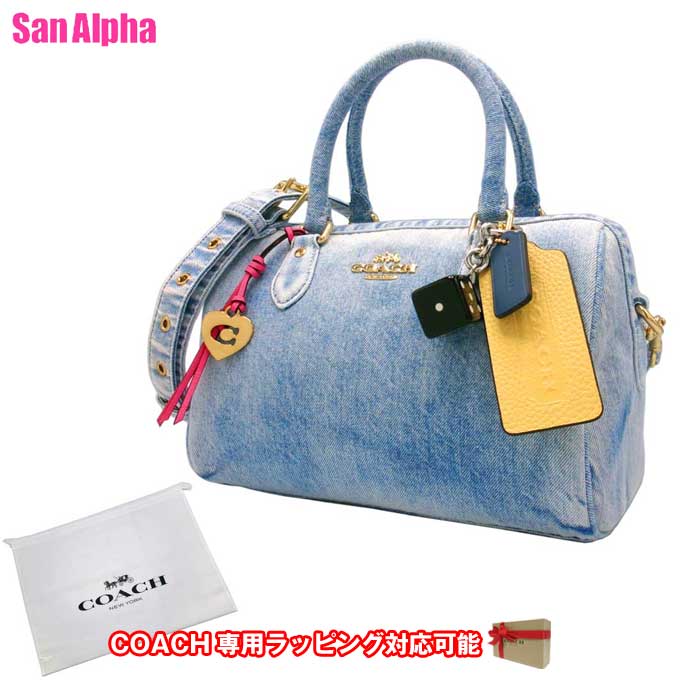 【1000円OFFクーポン4/10 01:59迄】コーチ バッグ ハンドバッグ COACH ROWAN デニム サッチェルバッグ チャーム タグ付き 2WAY 斜め掛け CDY74 IMNIM (ライトインディゴ) アウトレット レディース 送料無料