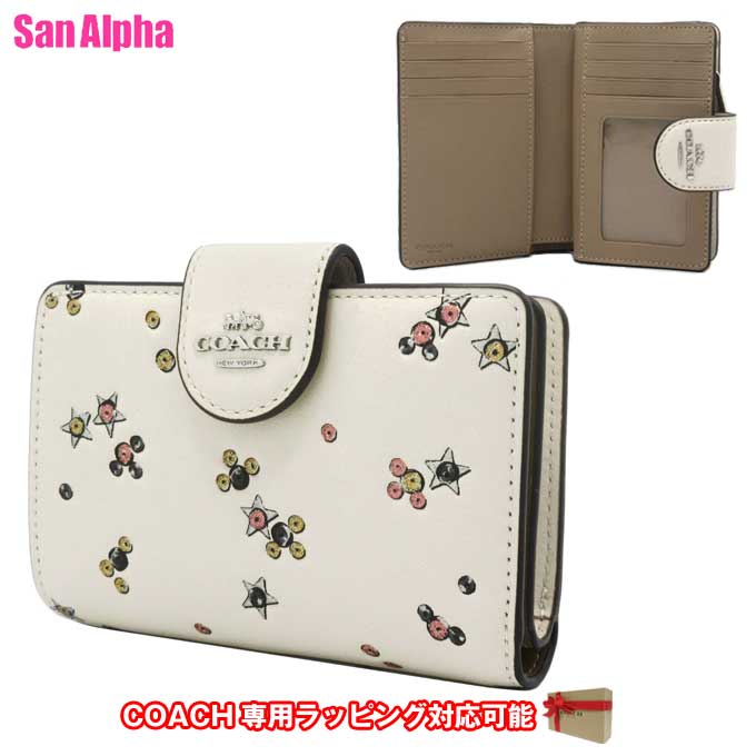 【10%OFFクーポン】コーチ 財布 二つ折り財布 COACH スター プリント ミディアム コーナー ジップ ウォレット CCL64 SVCAH (チョーク×マルチカラー) アウトレット レディース 送料無料