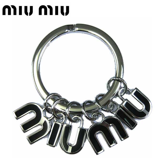 春大特価セール ミュウミュウ アウトレット Miumiu キーホルダー 5ap579 ロゴ キーリング メタル Nero シルバー ブラック キーホルダー Rcp カード分割 レディース ギフトラッピング無料 大注目人気殺到