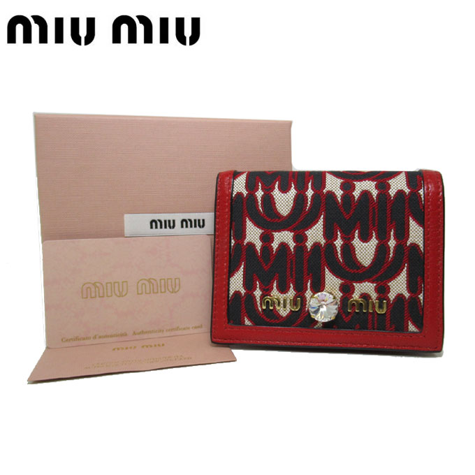 5mv4 Jacquard Madra ラインストーン 財布 母の日 Miu 1000円offクーポン ポイント5倍 レディース ギフト ロゴ Sanalpha サンアルファ B 可愛くてお洒落なmiu Miu 二つ折り ミュウミュウ Miuはプレゼントにおすすめ ラッピング対応 12時まで
