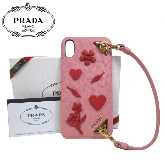 肌触りがいい プラダ アウトレット Prada モバイルアクセサリー 1zh0 サフィアーノ ハート フラワーモチーフ ストラップ付き Iphone Xs Max 対応ケース Saffiano Love P Petalo Fuoco レディース 母の日 ギフト Sanalpha サンアルファ 保証書付