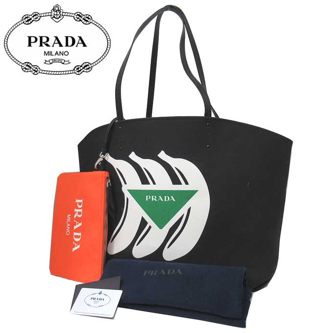 高速配送 楽天市場 決算 Sale プラダ アウトレット Prada トートバッグ 1bg218 カナパ ビッグ ロゴ バナナ モチーフ プリント ポーチ付き トート Canapa Nero Arancio レディース ギフト Sanalpha サンアルファ 送料無料 Encuesta Inova Com Mx