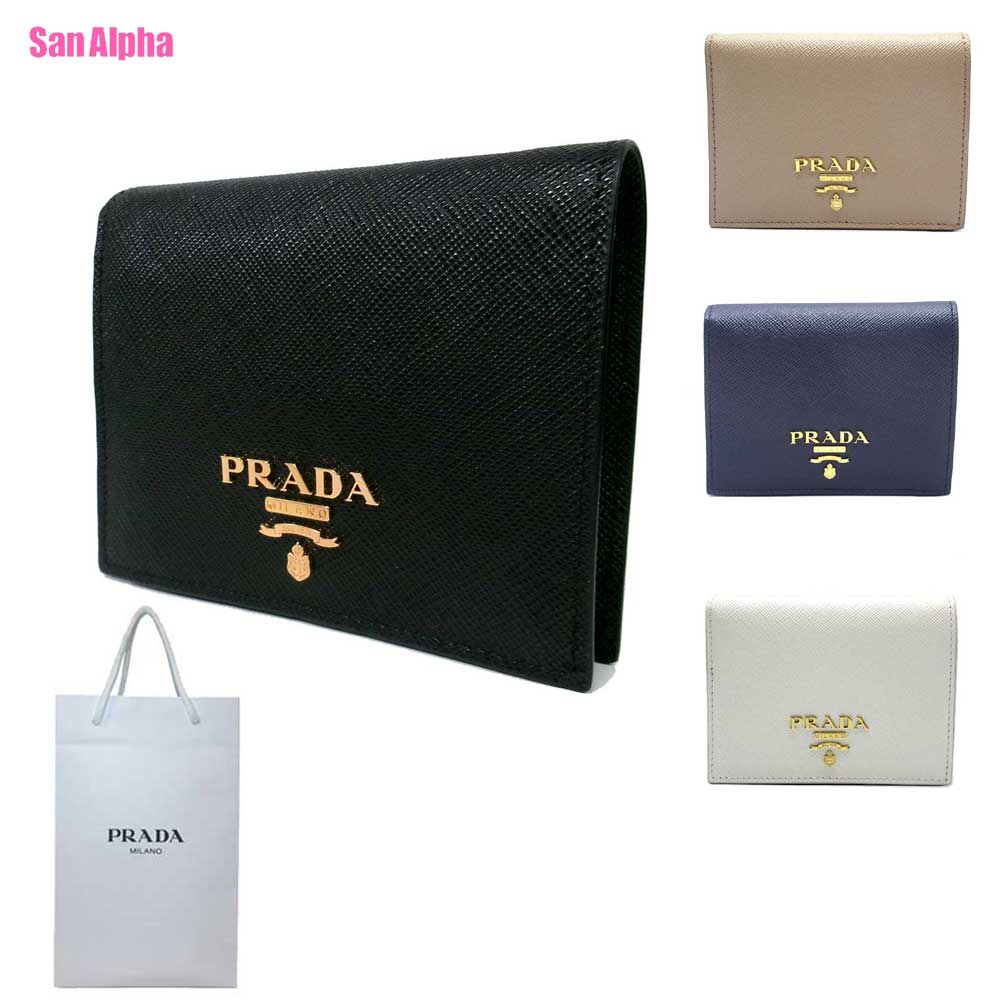 PRADA プラダ 二つ折り財布 (小銭入れあり) レディース コンパクト サフィアーノ レザー ロゴ ウォレット 1MV204 SAFFIANO METAL アウトレット｜SanAlpha（サンアルファ）
