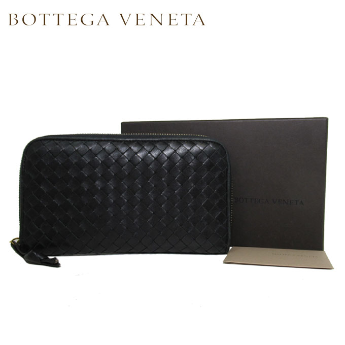 に値下げ！ 【 人気 】BOTTEGA VENETA ラウンド ファスナー ブラック 