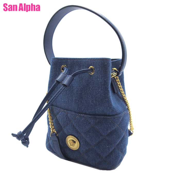 ヴェルサーチェ ショルダーバッグ VERSACE La Medusa デニム スモール バケット 2WAY 斜め掛け 1013788 1A10347 1D06V (デニムブルー) アウトレット レディース 送料無料