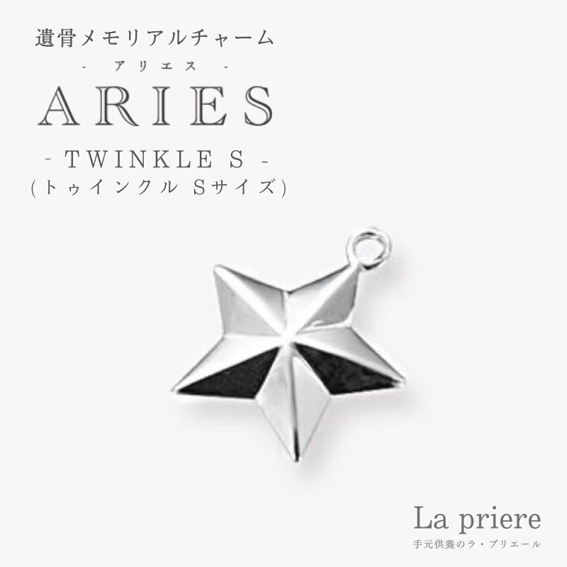 【ARIES ペット遺骨メモリアルチャーム　- TWINKLE S（トゥインクル　Sサイズ）- 】【送料無料】／ペット 遺骨 アクセサリー ジュエリー リング 手元供養 オシャレ ペット｜手元供養のラ・プリエール