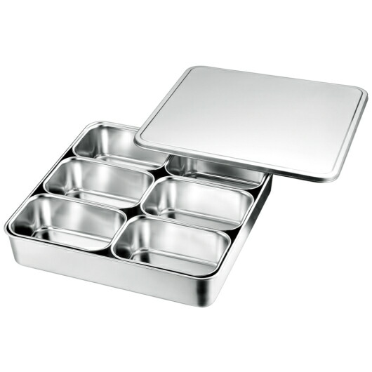 楽天市場】18-8ステンレス ミニ調味料入バット8ヶ入(田型)(66608)フタ