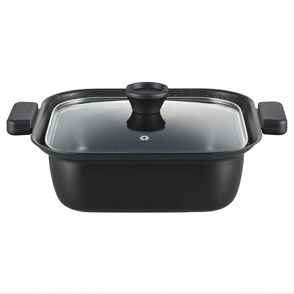 囲(かこみ) IH対応角型卓上鍋24cm(KK-24W) IH 角型 卓上 5L 広口 深鍋 煮込み 卓上鍋 茹で パスタ しゃぶしゃぶ すき焼き ブラック 黒 ギフト