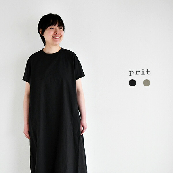 prit プリット　タイプライターダンプリング5分袖ワンピース　水玉　コットン prit プリット タイプライターダンプリング5分袖ワンピース 水玉