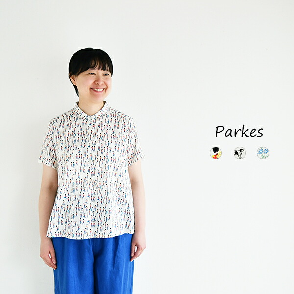 Parkes リバティプリント半袖ミニカラーAラインシャツ|ラ・エール