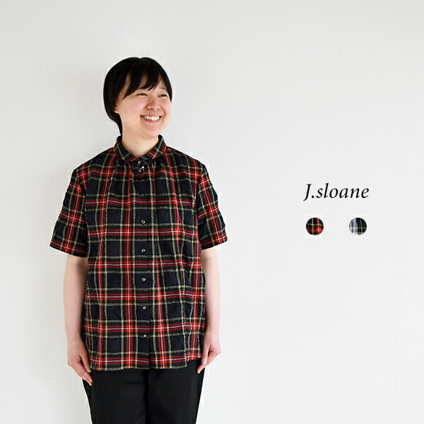 J.Slonae サッカークラシックタータンチェック半袖トップ