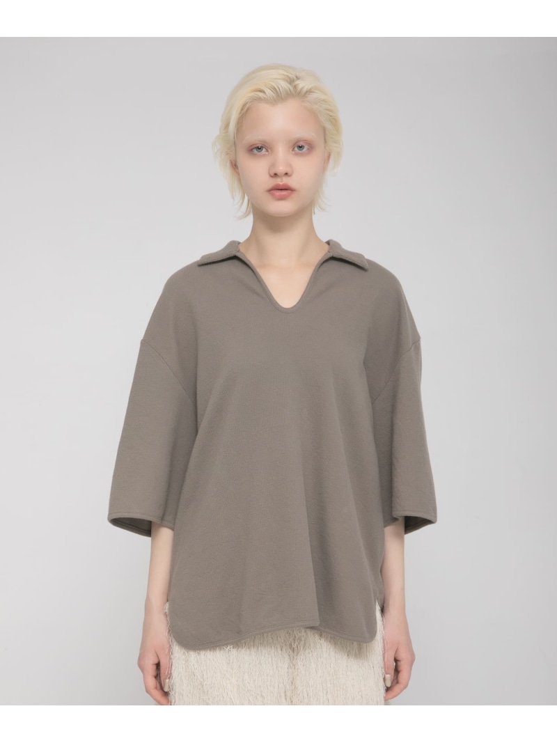 open collared tee LAATO ラート トップス カットソー・プルオーバー 白いこと カーキ緑であること【貨物輸送無料】[ Fashion]