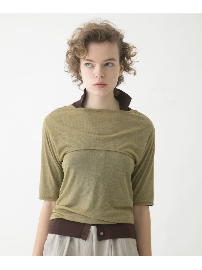 mix layered tee LAATO ラート トップス カットソー・プルオーバー 緑であること 黒いこと パープル【貨物輸送無料】[ Fashion]