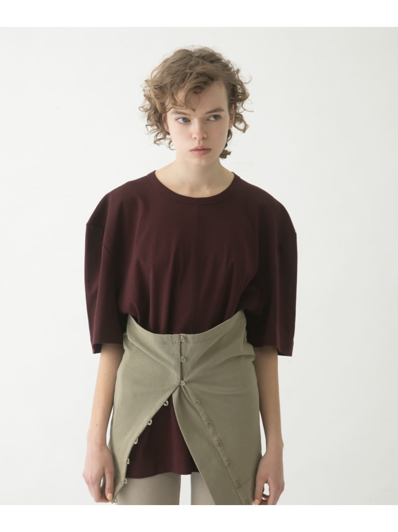 puff shoulder big tee LAATO ラート トップス カットソー・プルオーバー 黒いこと 赤銅色【貨物輸送無料】[ Fashion]