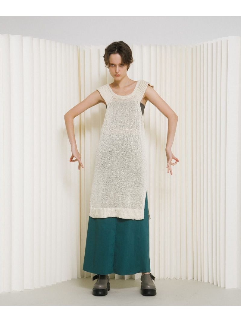 knit frill tunic LAATO ラート ワンピース・ドレス チュニック ピンク ホワイト【送料無料】[ Fashion]