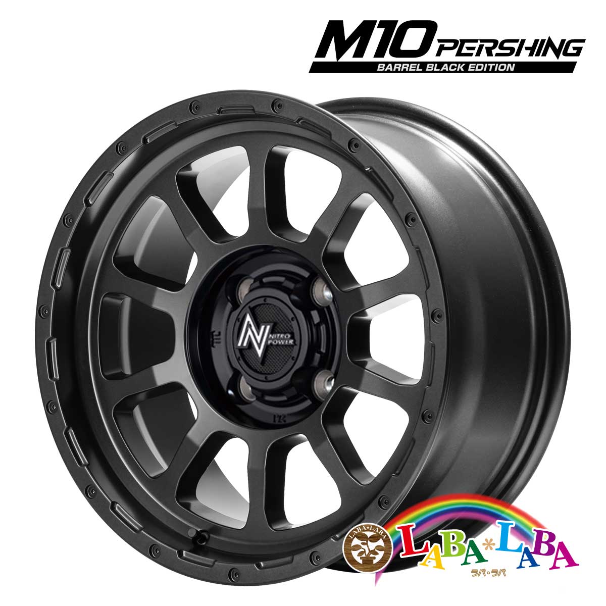 ホイール 15インチ 15×5.0J +45 PCD100 4穴 MID NITRO POWER M10 PERSHING BARREL BLACK EDITION (1550 +45 100-4H)