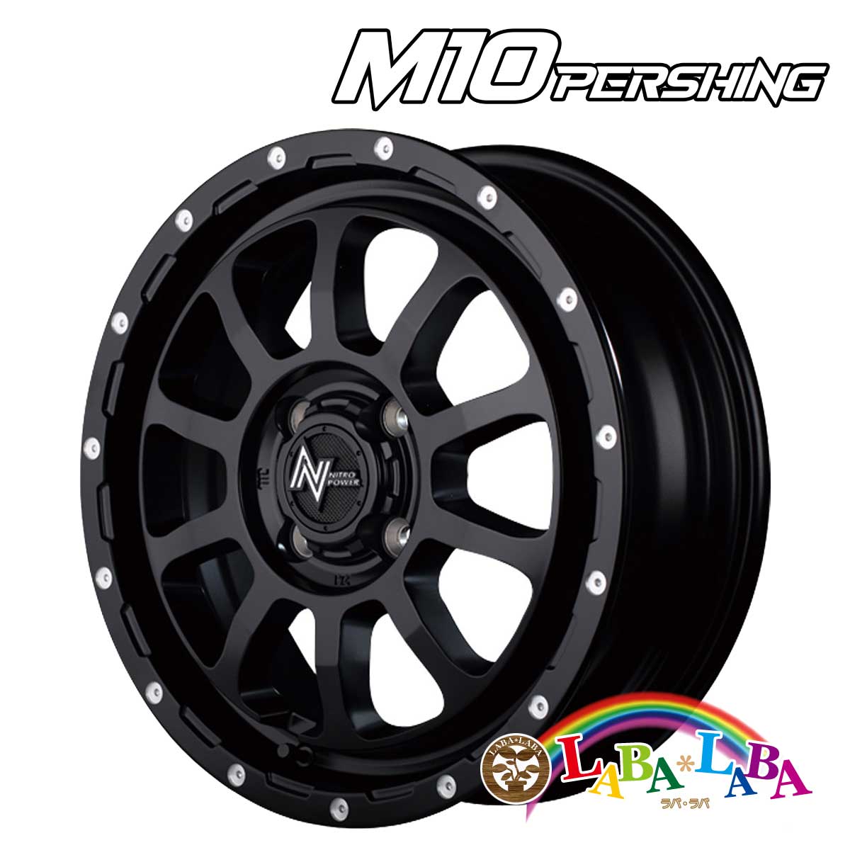 【期間限定★エントリーでポイント５倍】ホイール 14インチ 14&times;4.5J +45 PCD100 4穴 MID NITRO POWER M10 PERSHING KC (1445 +45 100-4H)｜ラバラバ　店