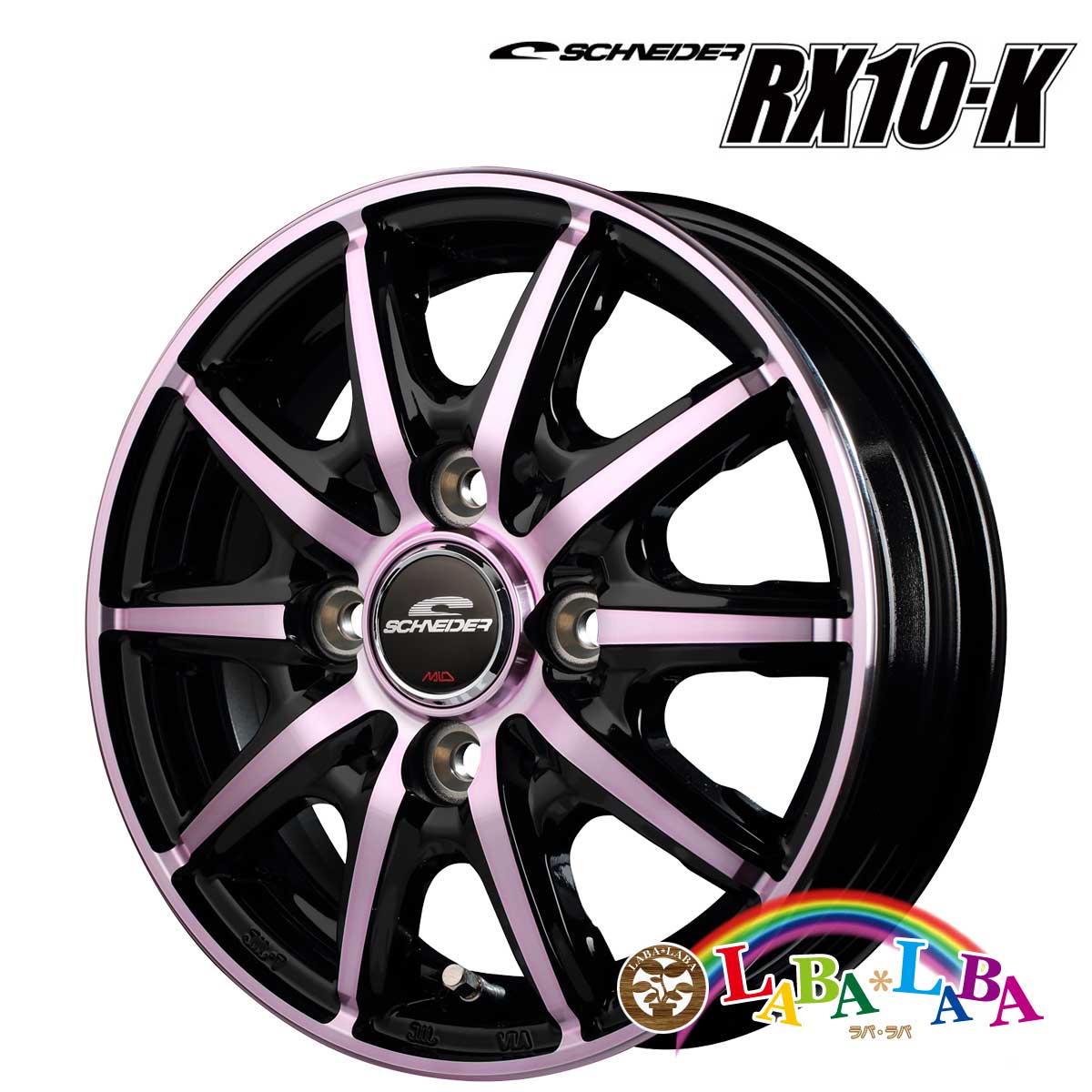 【期間限定★エントリーでポイント５倍】ホイール 14インチ 14&times;4.5J +45 PCD100 4穴 MID SCHNEIDER RX10-K 4本セット (1445 +45 100-4H)｜ラバラバ　店