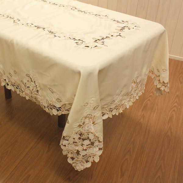 刺繍カットワークテーブルクロスハンドメイドビンテージ 麻刺繍テーブルクロス | iichi 日々の暮らしを心地よくする