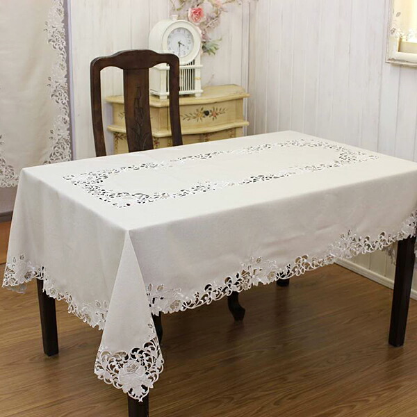 楽天市場】手刺繍・ヴィンテージドローンワーク＆カットワークテーブル