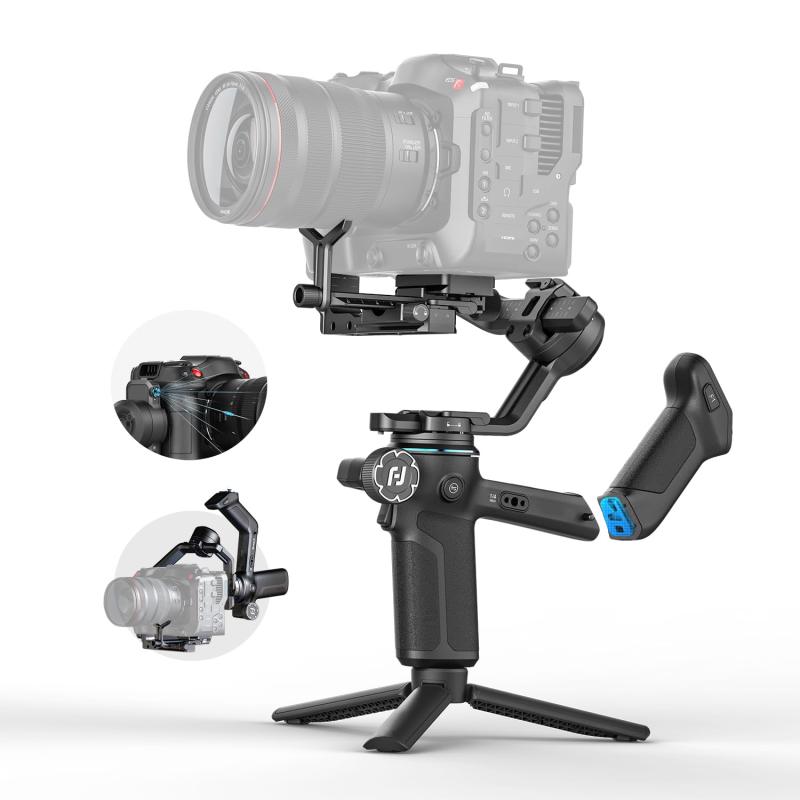 FeiyuTech SCORP 3 カメラ ジンバル スタビライザー 3軸 手ブレ補正 3.5kg搭載量 一眼レフ ジンバル 三脚付き AIトラッキング内蔵 着脱式ハンドル リモコン付き ズームノブ搭載 自動軸ロック ロー