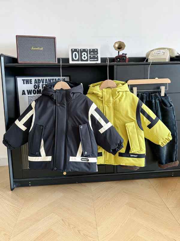 子供服 アウター 男の子 パーカー 配色 厚手 ジャケット 立襟 撥水 防寒 90cm 100cm 110cm 120cm 130cm 140cm 150cm｜ラシャンスショップ