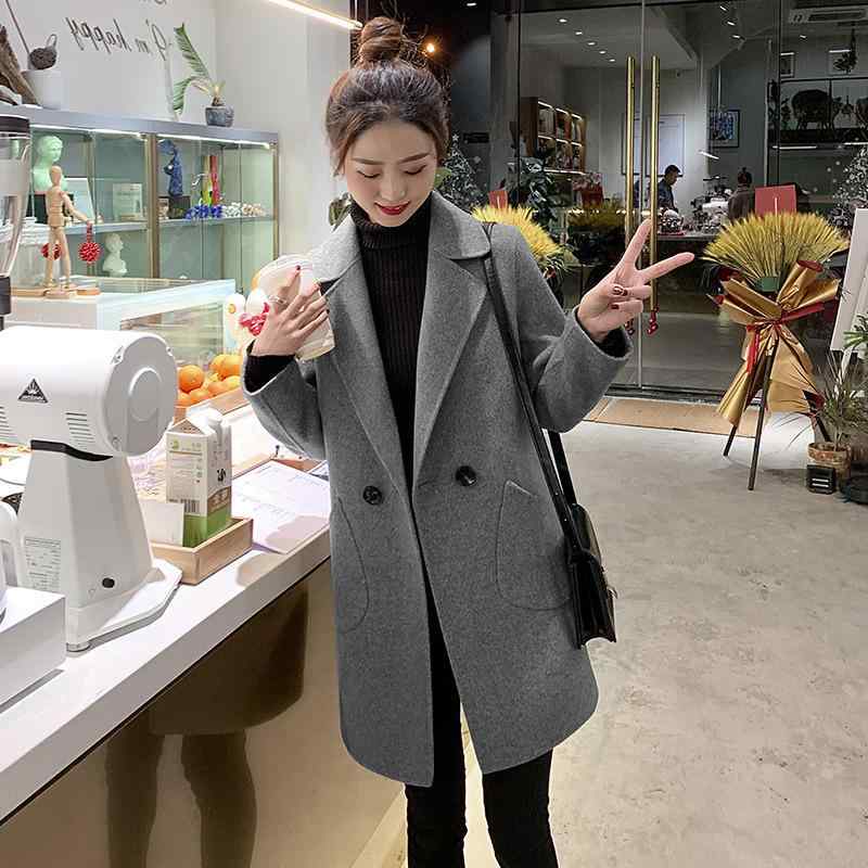 コート レディース 秋冬 ショート丈 ゆったり 毛・希 アウター 韓国風 カジュアル 大きいサイズ 体型カバー ポケット付き ブラック カーキ ブルー ポリエステル｜ラシャンスショップ