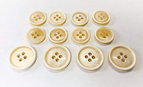 白水牛ボタン 板素材使用 水牛ボタン 白色 スーツ1着分SET 15mm8個 20mm4個