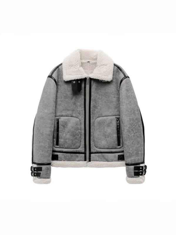 ジャケット 男性用 防寒 フェイクファー リバーシブル ブルゾン アウター 冬服 普段使い ストリート カジュアル 灰色 ポリエステル|ラシャンスショップ