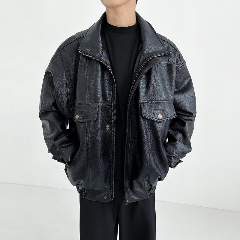 ジャケット 男性用 秋冬 ブルゾン ゆったり 耐摩耗 接触冷感 無地 黒 ブラック｜ラシャンスショップ