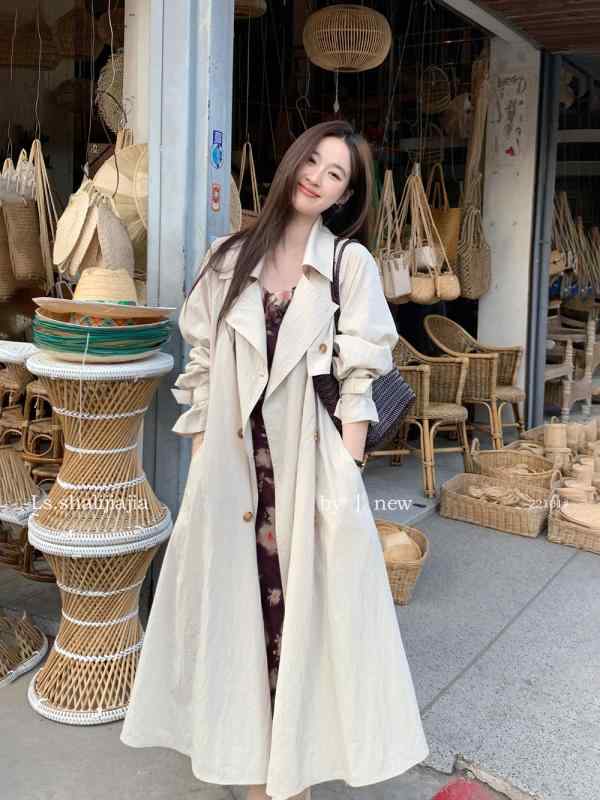 コート レディース 春秋 薄手 ポリエステル 翻襟 長袖 無地 ミドル丈 アウター カジュアル かわいい 韓国風|ラシャンスショップ